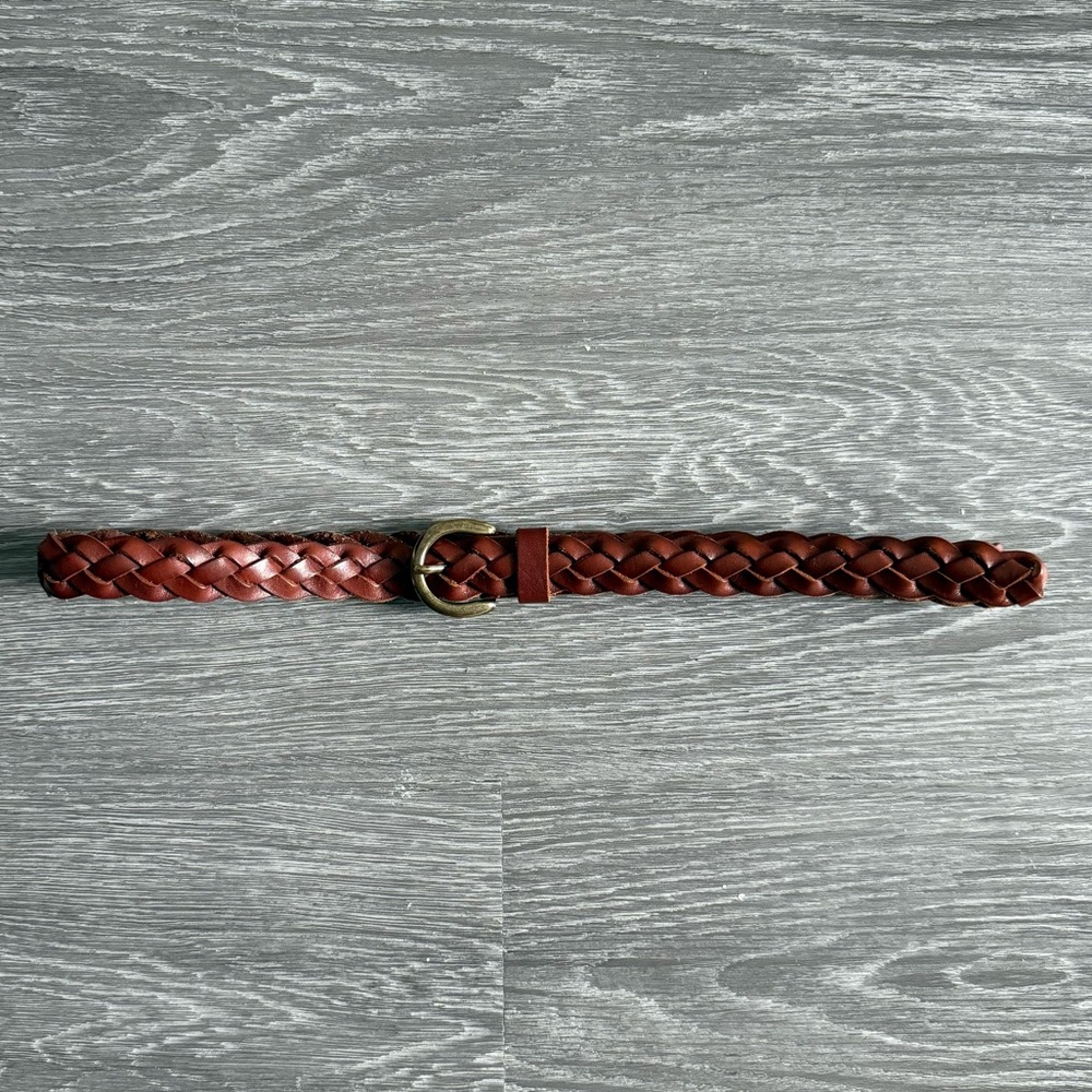 Express Brown Leather Braided Belt